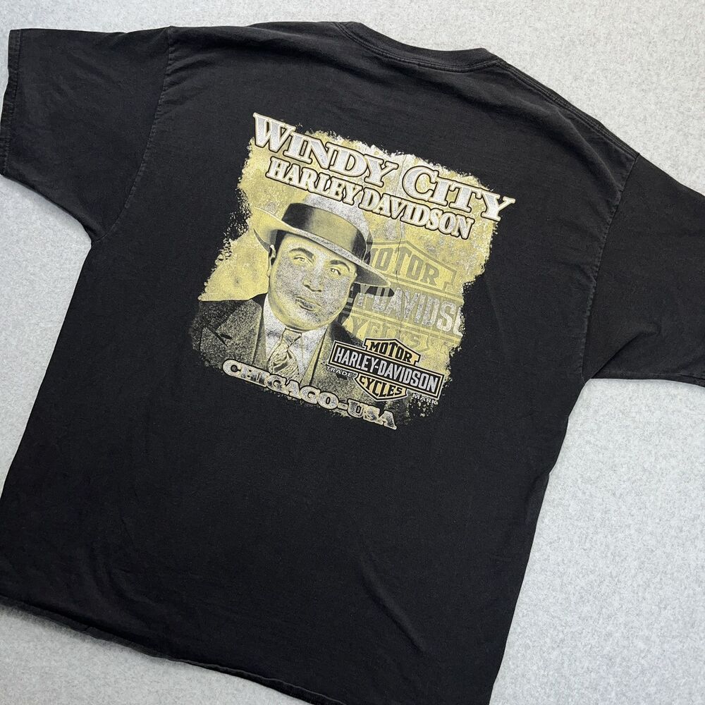 Harley Davidson Motorcycles 2012 Windy City Chicago T-Shirt Mens XXL Black Y2K